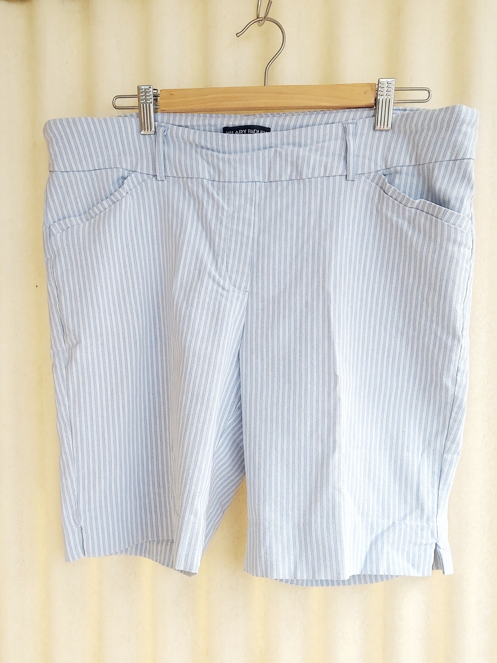 Hilary Radley Light Blue Pinstripe Bermuda Shorts